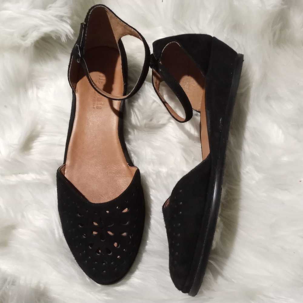 Gentle Souls Naomi Suede Ankle Strap Flats